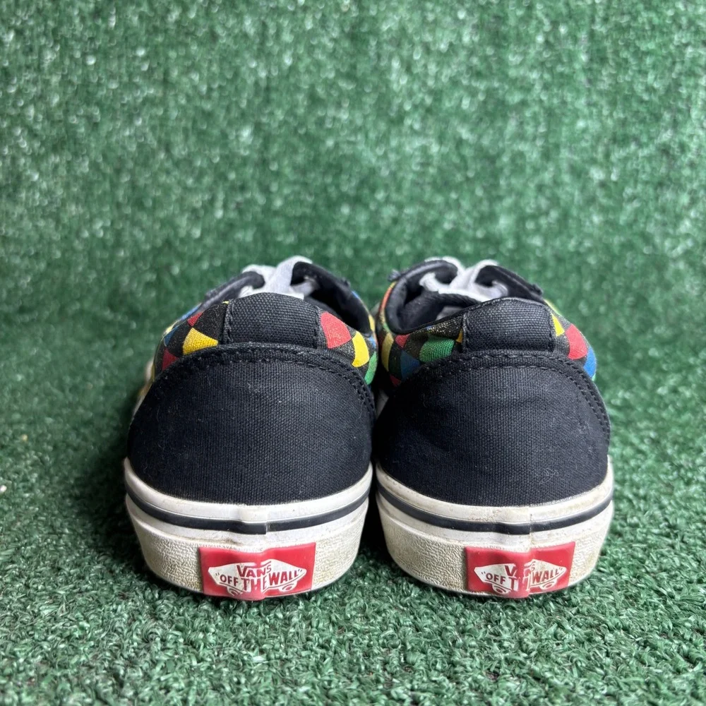 Vans Old Skool Rainbow Checkerboard Skater Sneaker Shoes Black‎ Womens 6 (4.5Y)